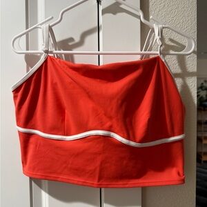 JoyLab XL- Coral Crop Top with White Trim